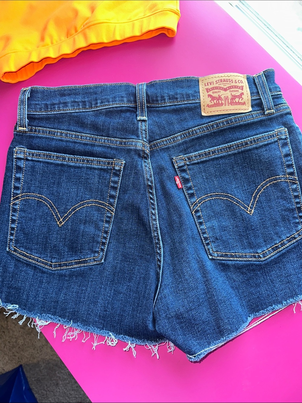 Levi's Dark Blue Denim Cutoff Shorts